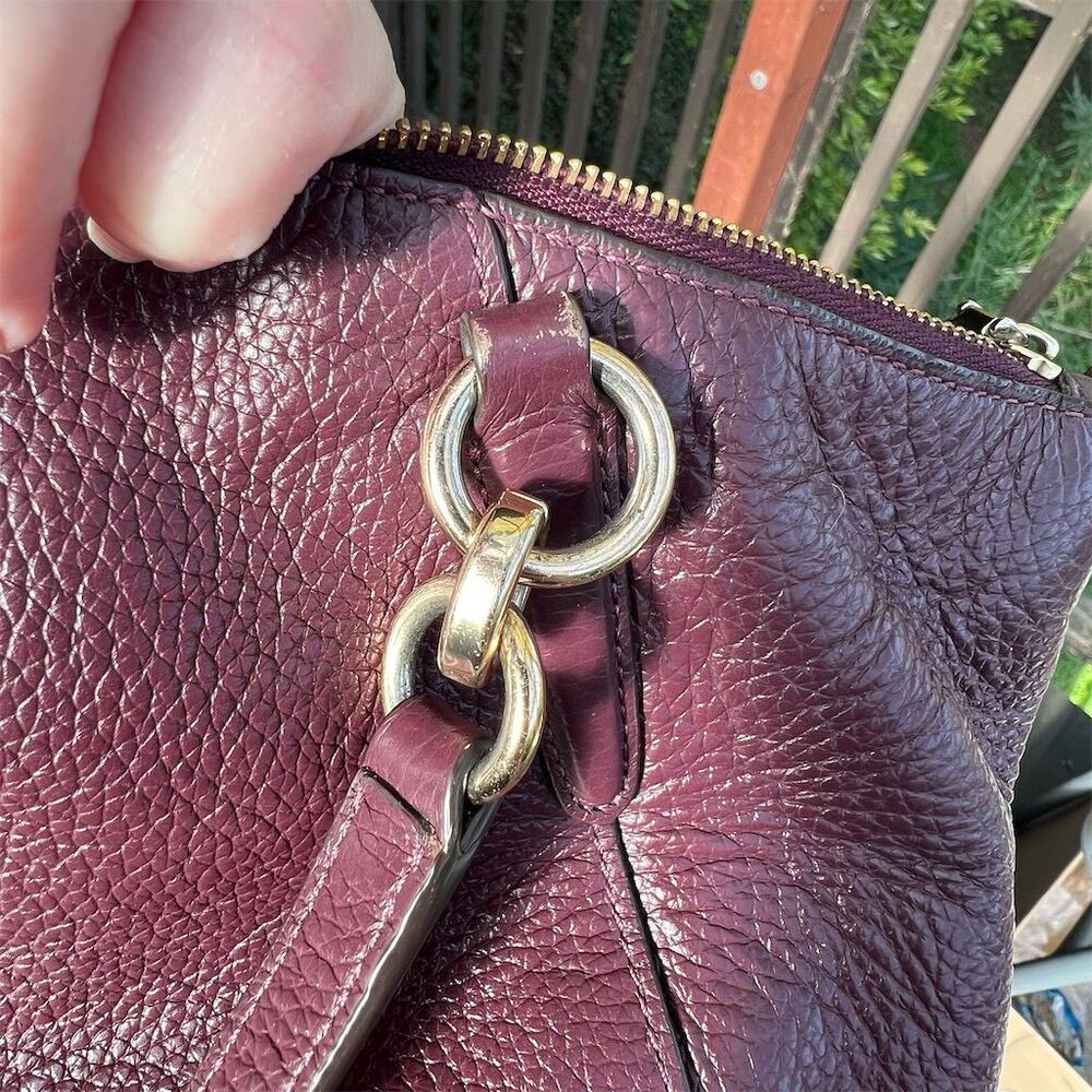 COACH Mini Kelsey Satchel Bag Purple Oxblood Leather w Gold Hardware AUTHENTIC - Picture 9 of 11